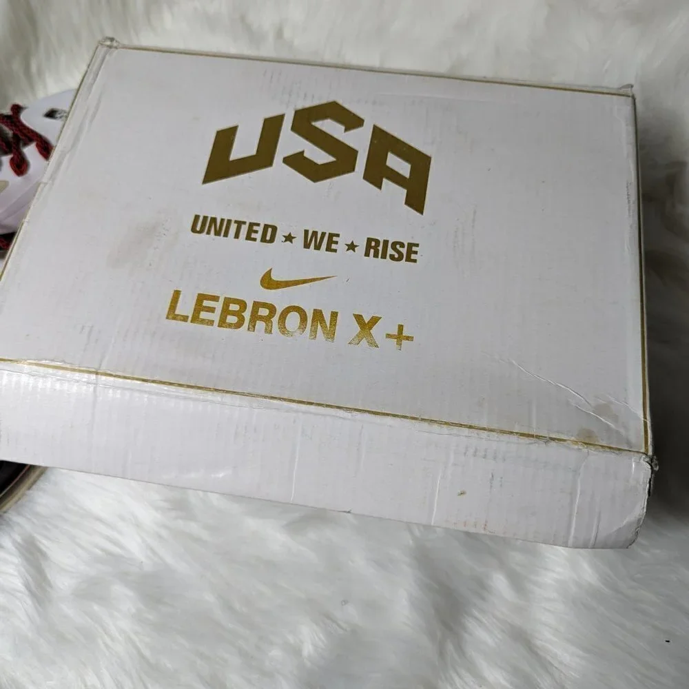 Nike LeBron x + Men's white Red Black Size 9